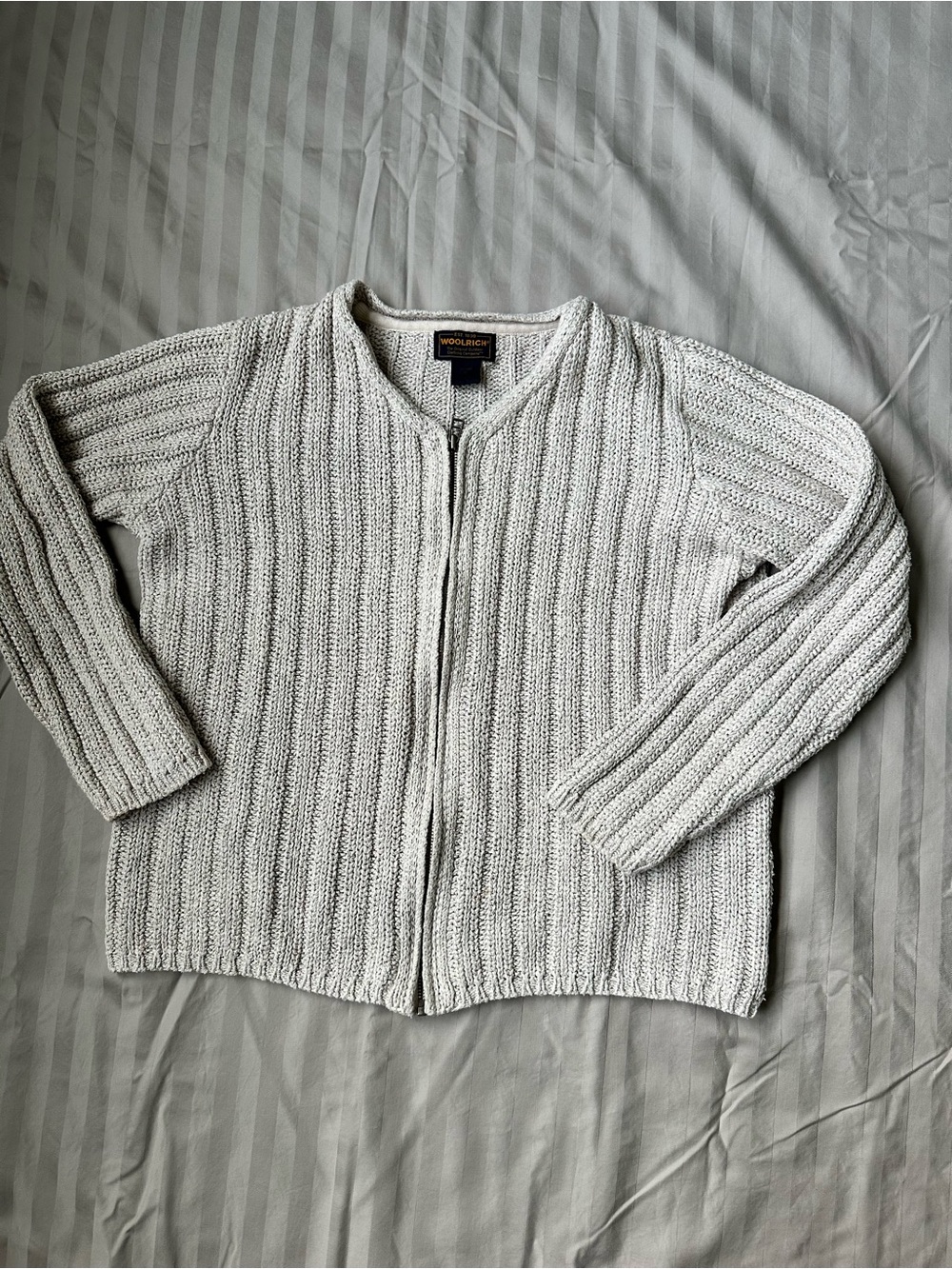 Woolrich Women's Natural Zip-Front Cardigan